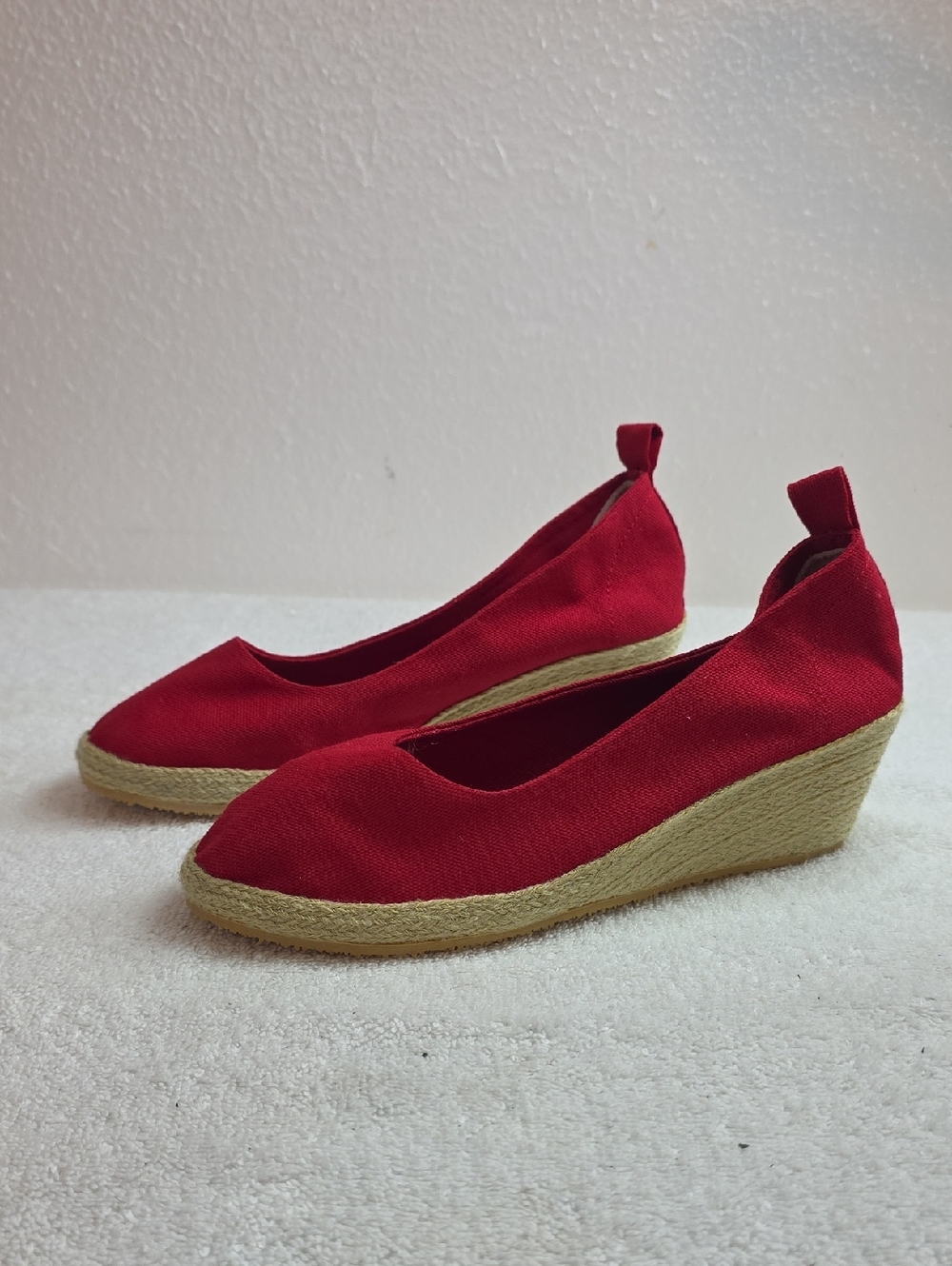 ADR Red Women's 6.5 -7 Espadrille Wedges Classic Canvas Slip-On New